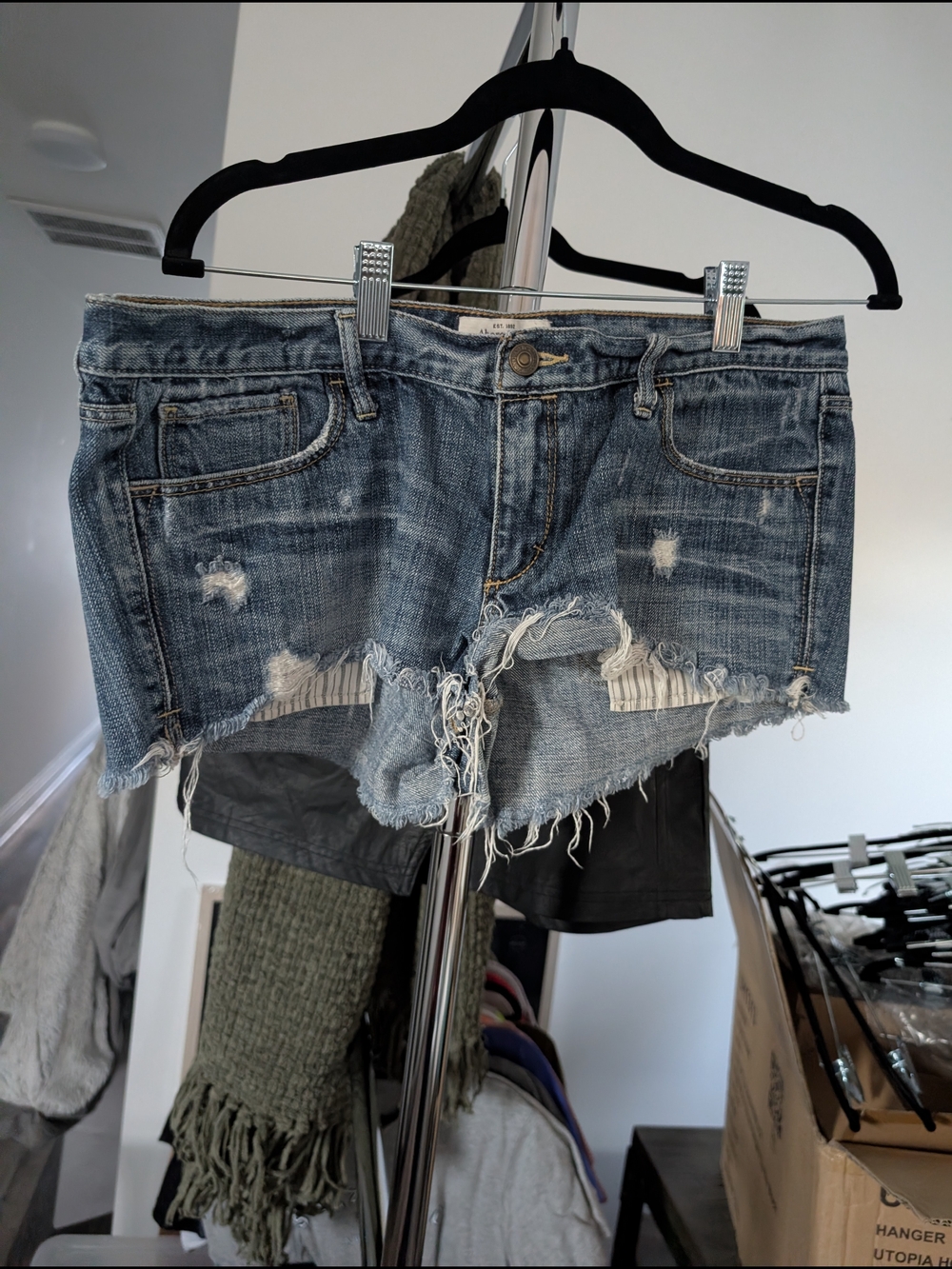 Abercrombie & Fitch Distressed Light Blue Denim Cutoff Shorts